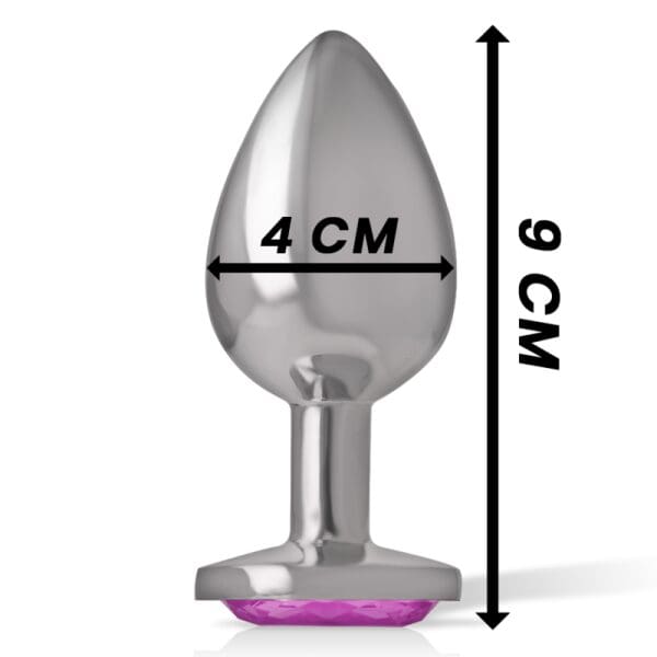 INTENSE - ALUMINUM METAL ANAL PLUG WITH PINK CRYSTAL SIZE L 5